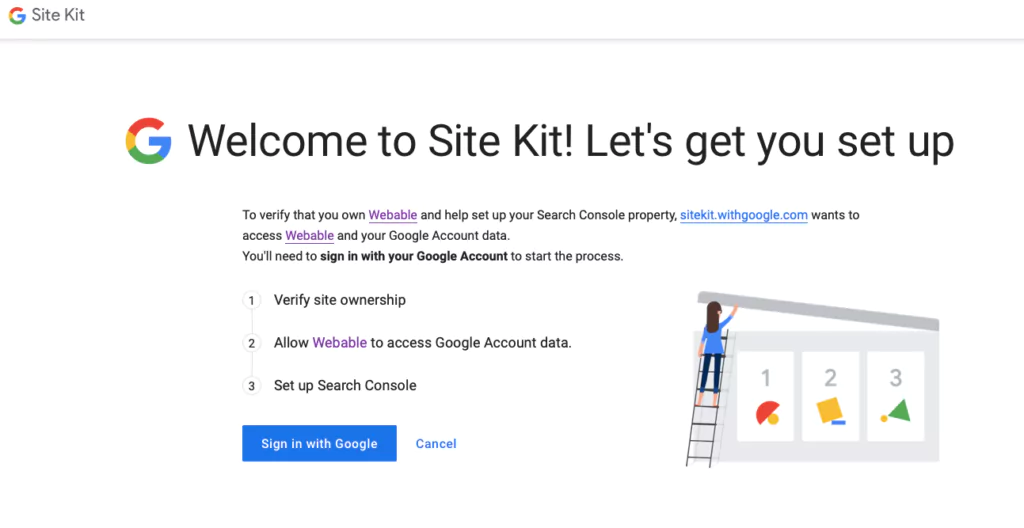 Google site kit - setup