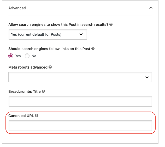 Yoast Canonical URL - WordPress