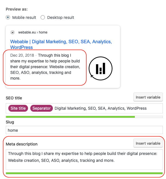 Yoast - meta description - SEO