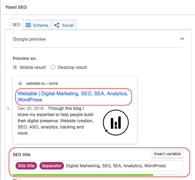 Yoast - title tag - seo